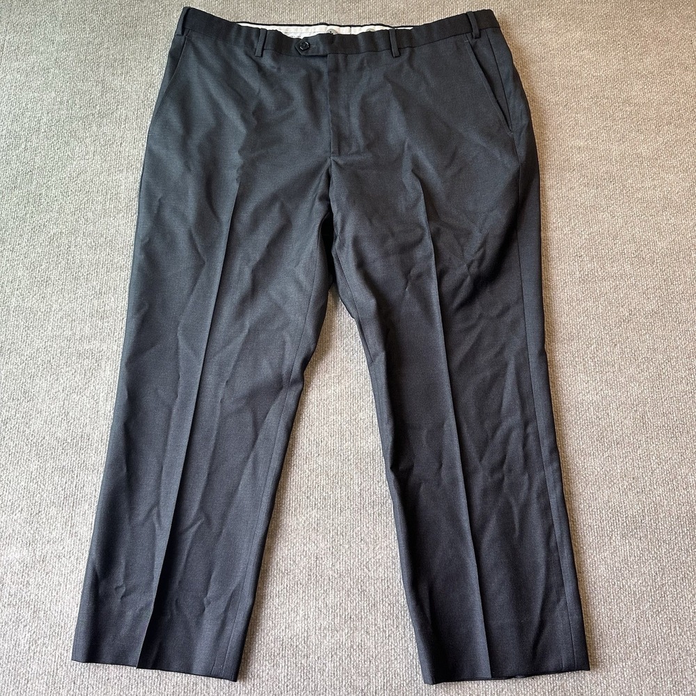 Santorelli Loro Piana 42 Dress Pants Charcoal Roma Flat Front Wool Straight DA14